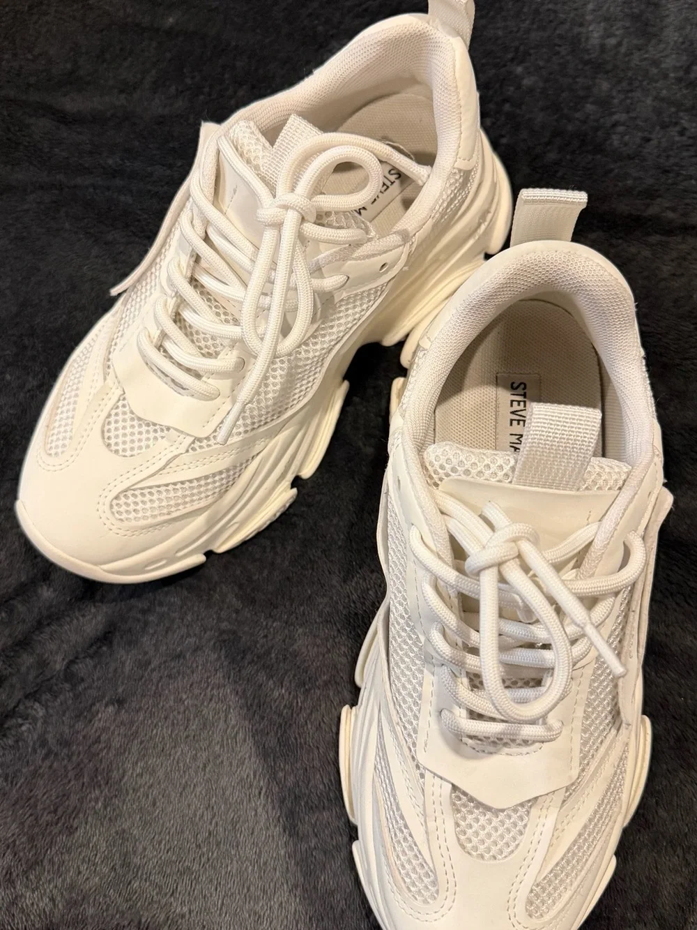 Steve Madden Cream/White Chunky Lace-Up Sneakers